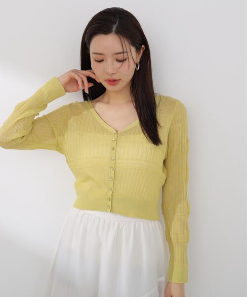 ニット セーター 「加藤栞さん着用」「ａ」変わり織透かし編みカーディガン / 1216176401 レディースの画像