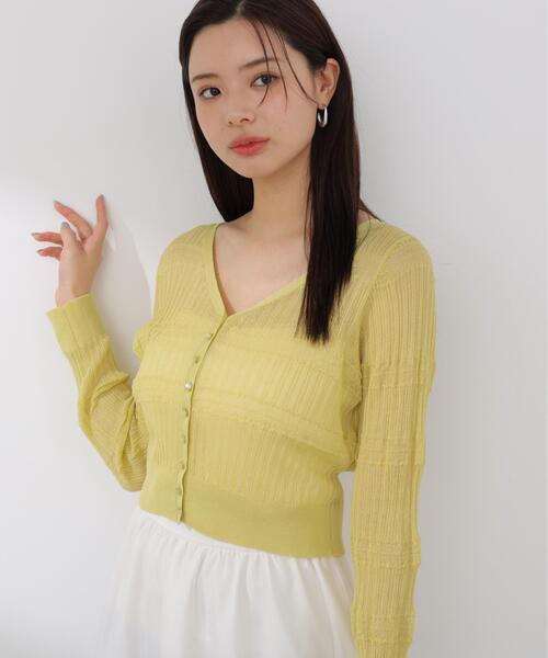 ニット セーター 「加藤栞さん着用」「ａ」変わり織透かし編みカーディガン / 1216176401 レディースの画像