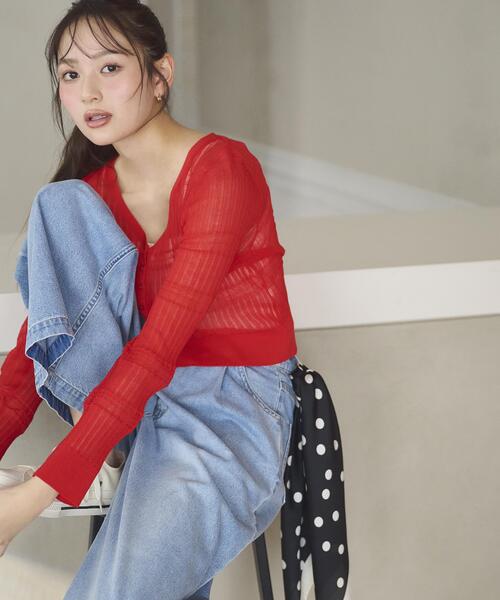 ニット セーター 「加藤栞さん着用」「ａ」変わり織透かし編みカーディガン / 1216176401 レディースの画像