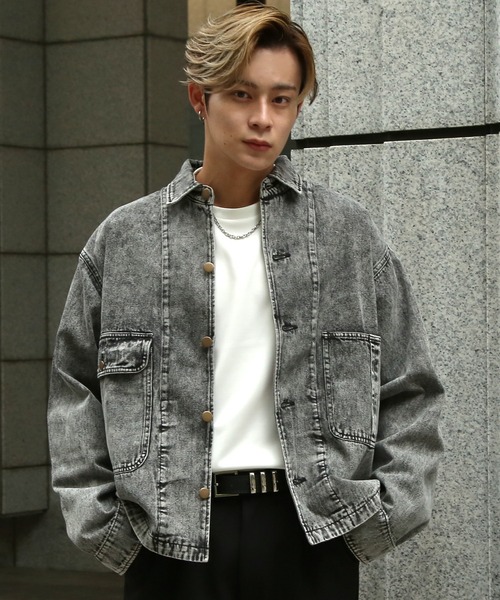 「SIDEWAY STANCE」 デニムジャケット MEDIUM ブラック メンズ_画像9