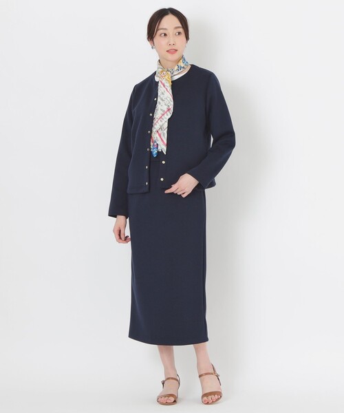 「S.ESSENTIALS」 ノーカラージャケット 38 ダークネイビー レディース_画像3