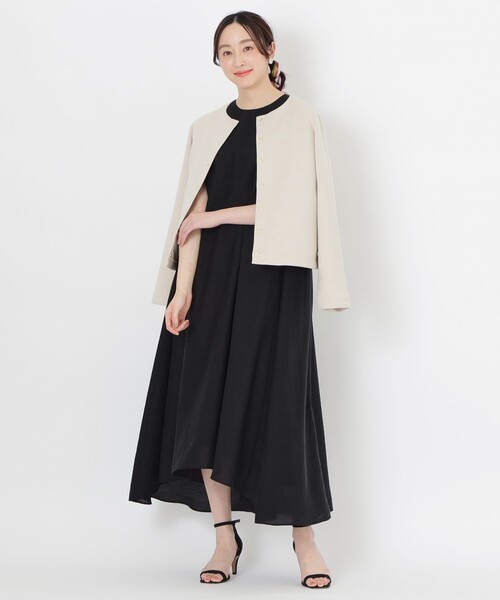 「S.ESSENTIALS」 ノーカラージャケット 38 ダークネイビー レディース_画像4