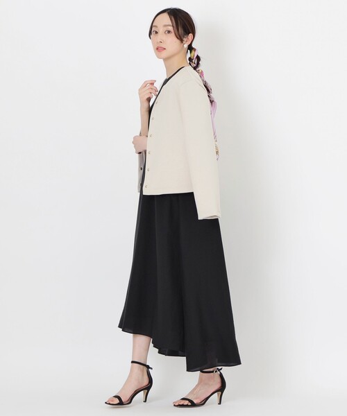 「S.ESSENTIALS」 ノーカラージャケット 38 ダークネイビー レディース_画像5