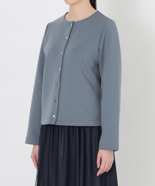「S.ESSENTIALS」 ノーカラージャケット 38 ダークネイビー レディース_画像7