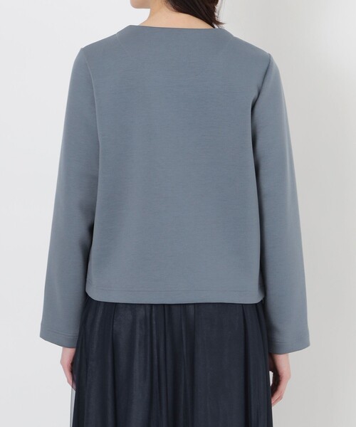 「S.ESSENTIALS」 ノーカラージャケット 38 ダークネイビー レディース_画像8