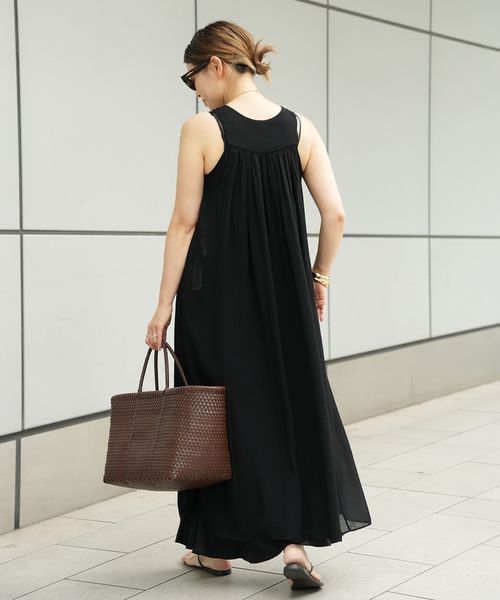ワンピース トリアセシフォン Vネック ワンピースの画像