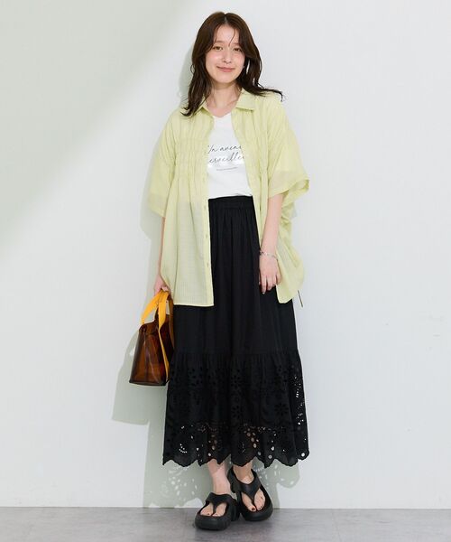 Green Parks（グリーンパークス） ロング スカート ペチ付スカラップ