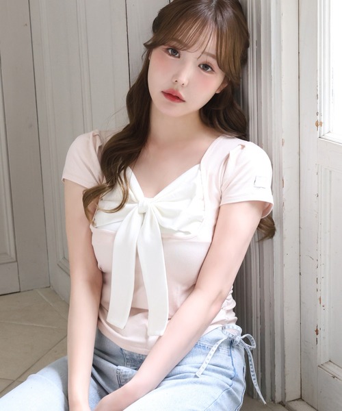 one after another NICE CLAUP tシャツ 半袖 フロントリボンドッキング