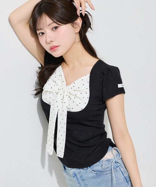 one after another NICE CLAUP tシャツ 半袖 フロントリボンドッキング
