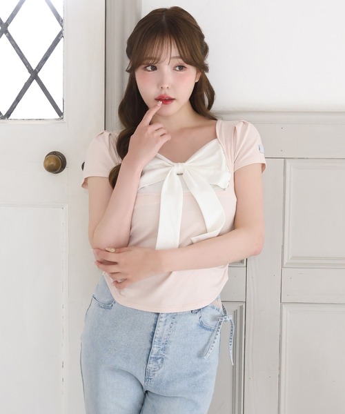 one after another NICE CLAUP tシャツ 半袖 フロントリボンドッキング 
