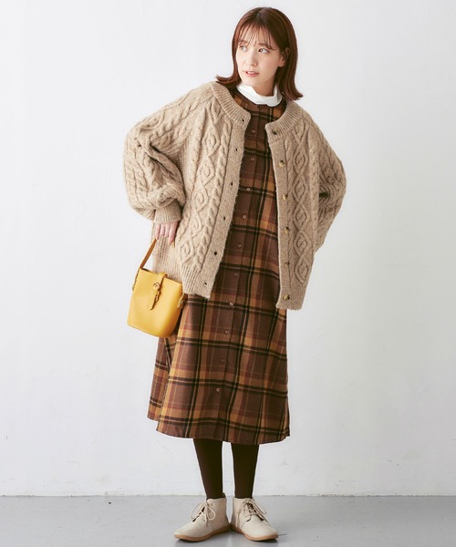 「Viola e Viola」 長袖ワンピース M ブラウン レディース_画像2