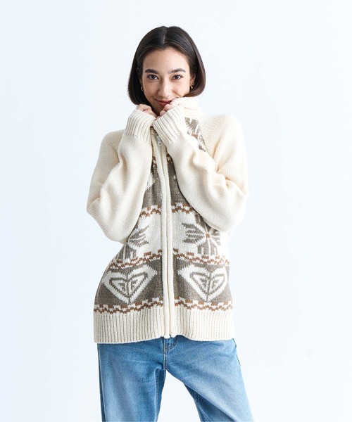 「ROXY」 ニットカーディガン LARGE グレー レディース_画像6
