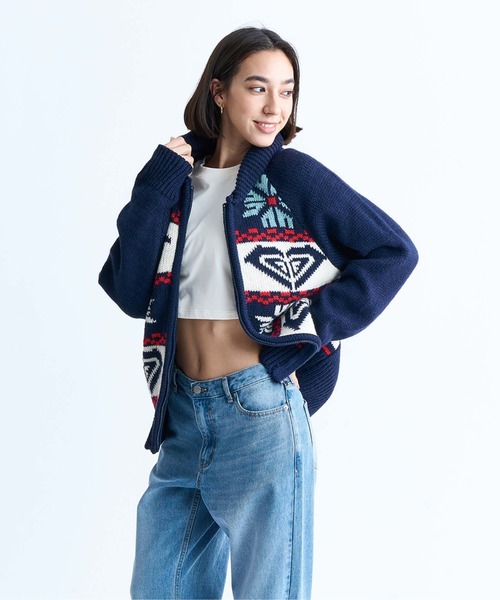「ROXY」 ニットカーディガン LARGE グレー レディース_画像8
