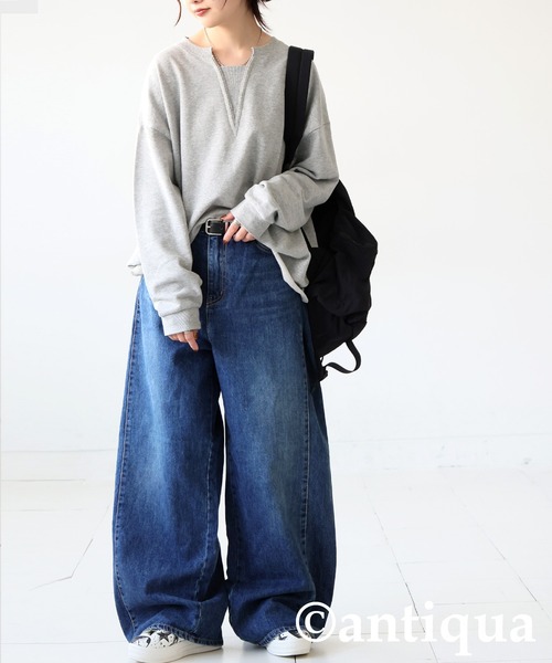 「antiqua」 デニムパンツ LARGE インディゴブルー レディース_画像3