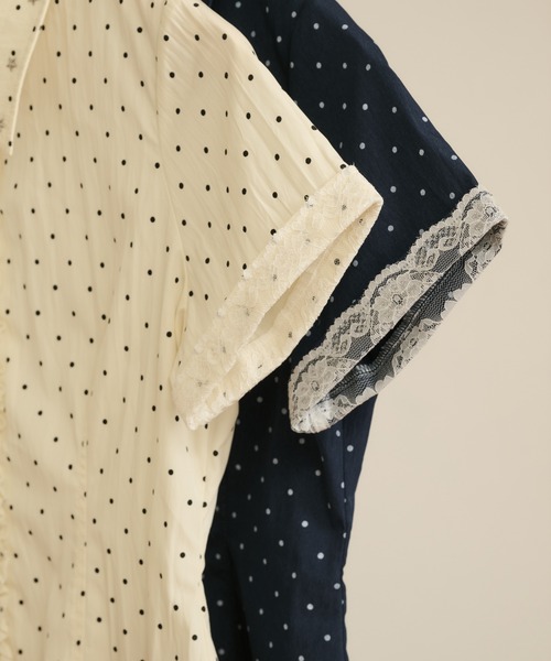 hazyl ブラウス シャツ 半袖 frill studs shirt / フリルスタッズ 