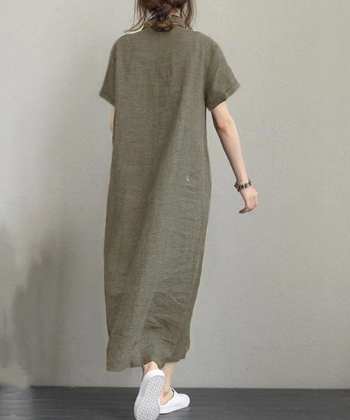 「SallyLunn」 シャツワンピース MEDIUM チャコールグレー レディース_画像3