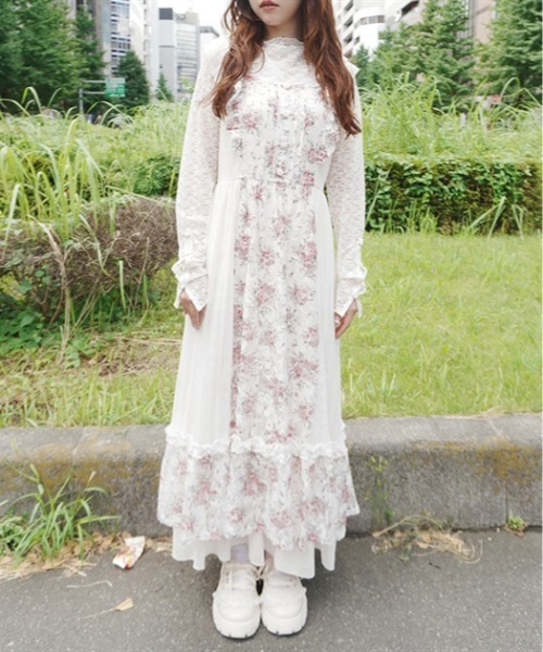 myu:lorét フラワーレース キャミワンピース ミント myu：loret（ミュウロレット） ワンピース ミニフラワーレース