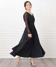Lace Ladies（レースレディース） ドレス 袖レース切替Aラインフレア