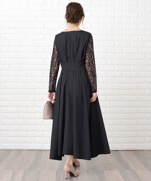 Lace Ladies（レースレディース） ドレス 袖レース切替Aラインフレア
