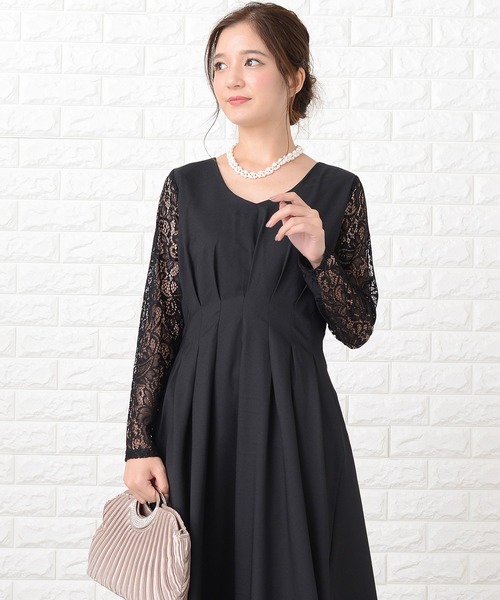 Lace Ladies（レースレディース） ドレス 袖レース切替Aラインフレア