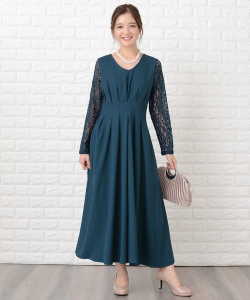 Lace Ladies（レースレディース） ドレス 袖レース切替Aラインフレア