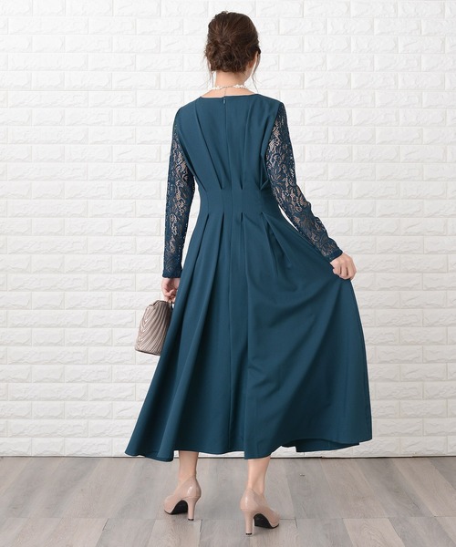 Lace Ladies（レースレディース） ドレス 袖レース切替Aラインフレア