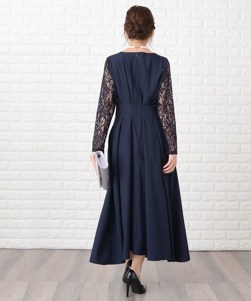 Lace Ladies（レースレディース） ドレス 袖レース切替Aラインフレア
