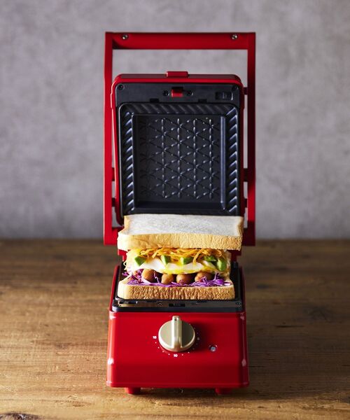 グリルサンドメーカー シングル レッド グレージュ BOE083