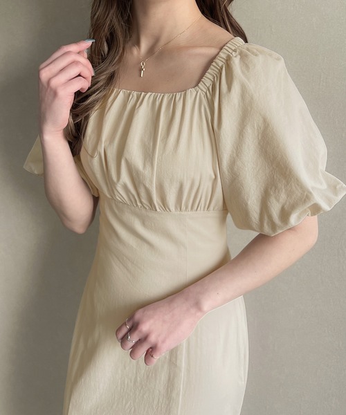 JUNOAH（ジュノア） ワンピース リネンライクレースアップマーメイド