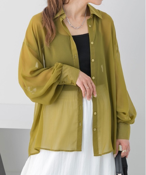 ad thie ブラウス シャツ ビッグシルエット カラーシアーシャツ