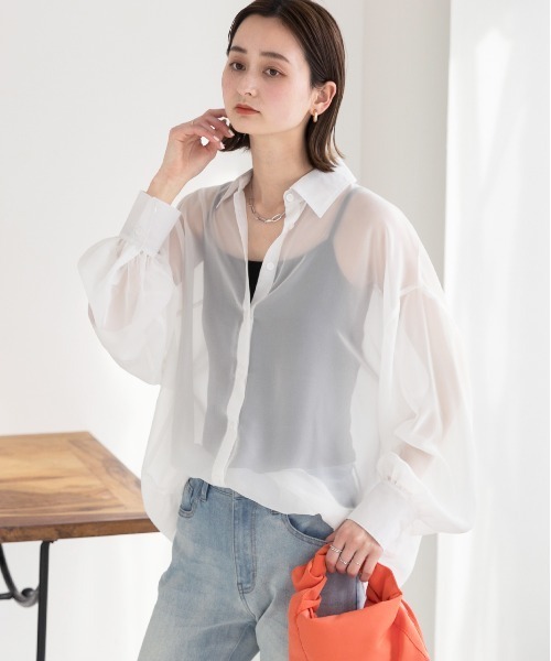 ブラウス シャツ テンセル麻シアービックシルエットシャツ レディース セール】テンセル麻シアービックシルエットシャツ（シャツ