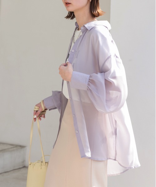ブラウス シャツ テンセル麻シアービックシルエットシャツ レディース セール】テンセル麻シアービックシルエットシャツ（シャツ