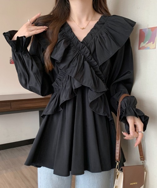 ブラウス シャツ ファンクショナルドライクロスブラウス レディース N.s ブラウス シャツ フロントクロスフリルブラウス レディース