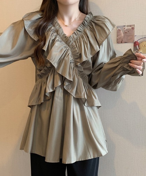 ブラウス シャツ ボイルフロントプレスシャツ / Voile Front Press Shirt レディース N.s ブラウス シャツ フロントクロスフリルブラウス レディース