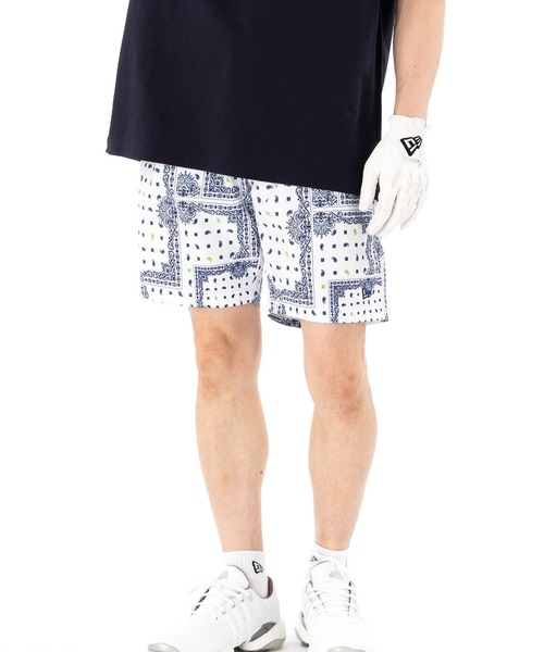 ショーツ PUMAGOLF バンダナ柄ショートパンツ ネイビー/ホワイト PUMA パンツ プーマ ゴルフドットエアーPUMAバンダナAOPショーツ