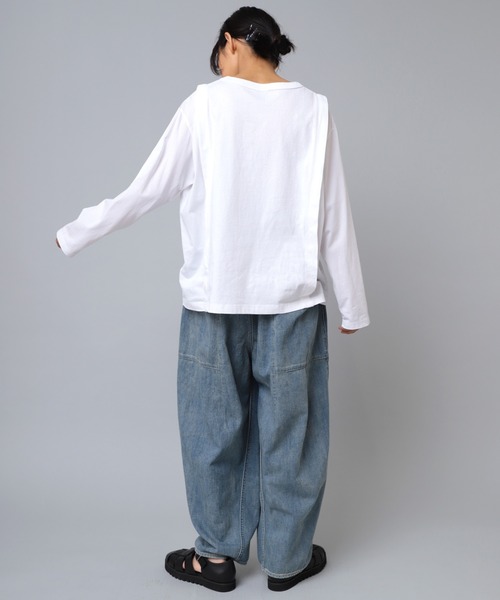 tシャツ M2167 あつみの違う切り替えロンＴ レディース M2167 あつみの違う切り替えロンT(M ホワイト): トップス - RNA