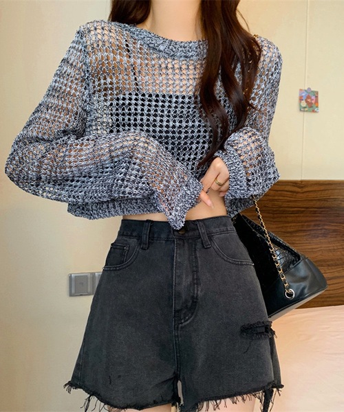 セオリー　メッシュ編み　ショートスリーブニット　美品❗️ Amazon.co.jp: メッシュ ニット トップス レディース サマー