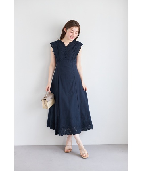 美品⁑アドーア　カットワークレースロングワンピース　インナー付き　ブラック　36 lswp203-367_9.jpg