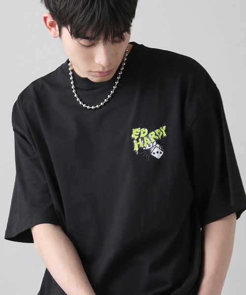 【Ed Hardy】Football クロップ半袖Tシャツ チビT 在庫処分 返品交換不可 大きいサイズ メンズ ed hardy (エド