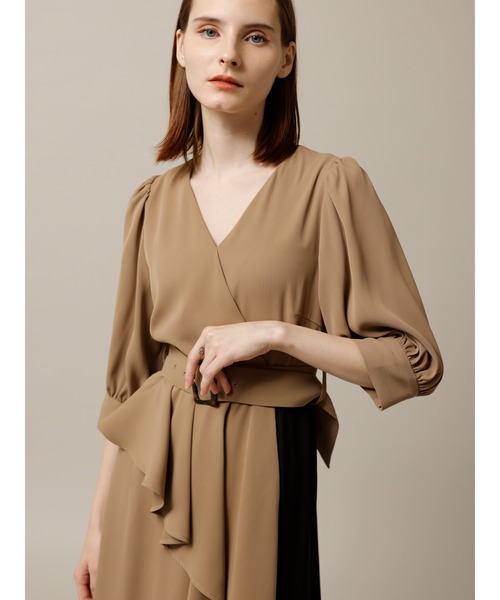 TONAL」 7分袖ワンピース 38 ベージュ レディース : 84997325  