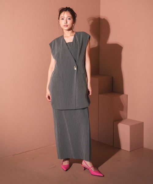 ANDRESD アンドレスド　2点セット売り DONOBAN ドレス 「ANDRESD」back sheer gilet setup dress 2点
