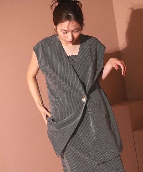 DONOBAN ドレス 「ANDRESD」back sheer gilet setup dress 2点