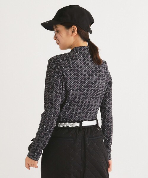 tシャツ ダイヤ柄 長袖モックネックプルオーバー レディース adabat tシャツ ダイヤ柄 長袖モックネックプルオーバー
