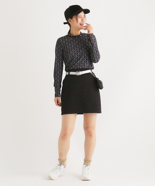 tシャツ ダイヤ柄 長袖モックネックプルオーバー レディース adabat tシャツ ダイヤ柄 長袖モックネックプルオーバー