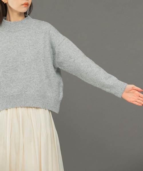 ニット セーター スパンコールショートニット レディース : ZOZOTOWN