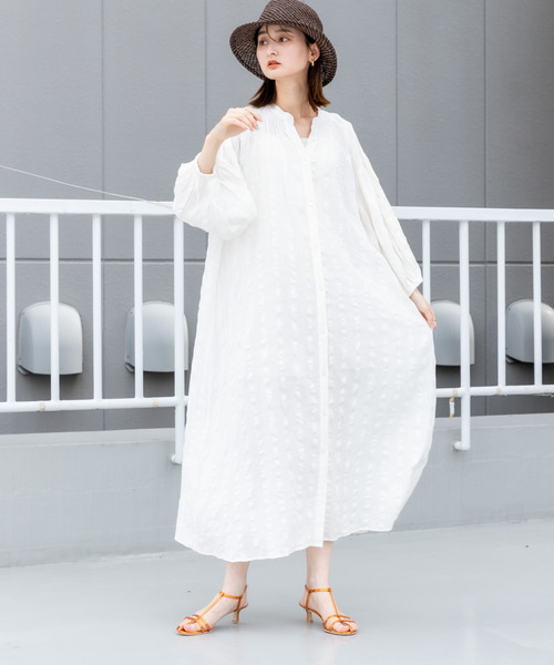 SENSE OF PLACE by URBAN RESEARCH 7分袖ワンピース - ホワイト