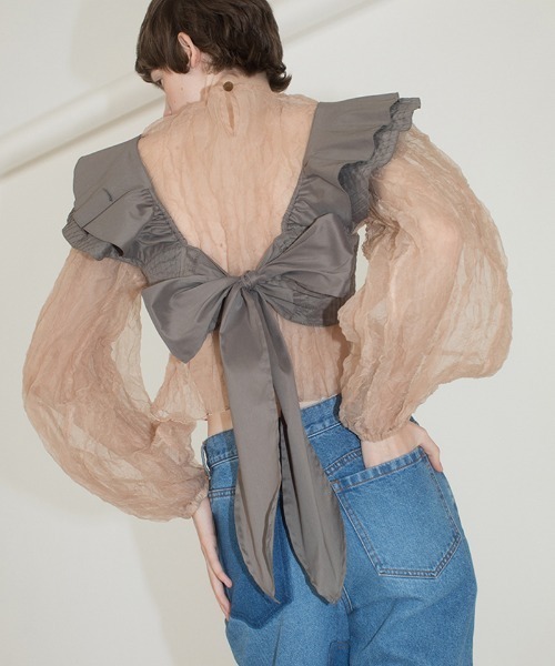 シャツ+ブラウス(長袖+七分) leinwande Recycle Organdy Pleats Top leinwande（ラインヴァンド） ブラウス シャツ Recycle Organdy Pleats