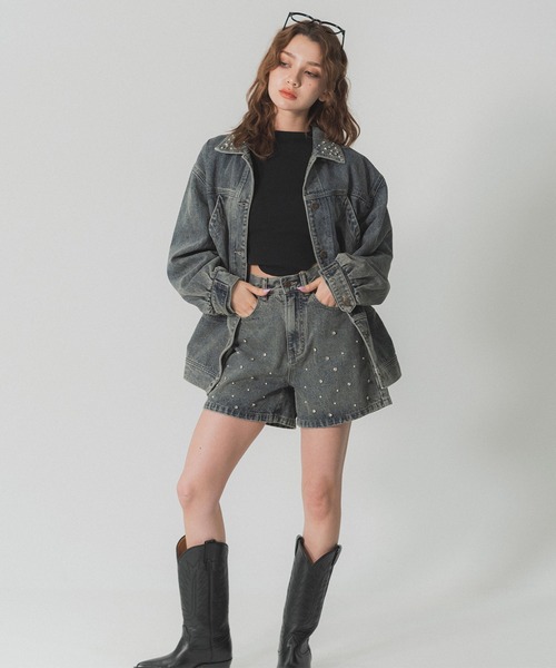 RANCLIC パンツ デニム ジーンズ bijou denim shorts「RC」 レディース 