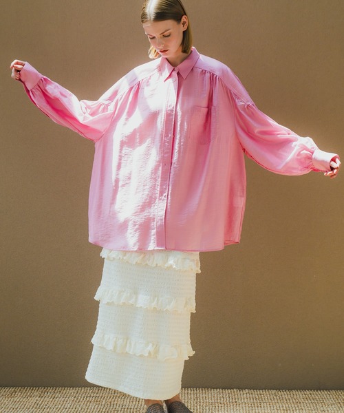 ブラウス シャツ 「WHYTO. / ホワイト」 SHEER VOLUME BLOUSE レディース