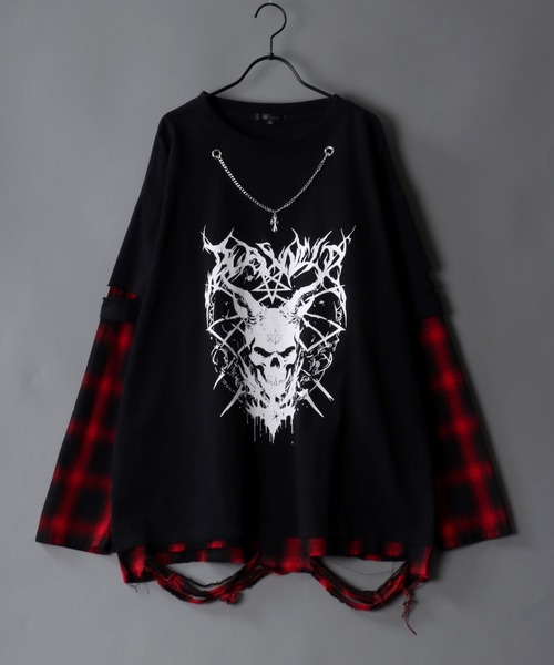 SITRY tシャツ Tribal Design Fake Layered T-Shirt/トライバル